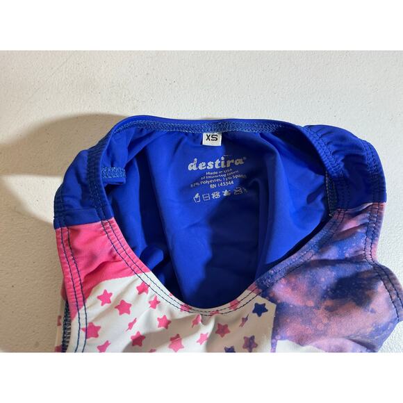 Destira Gymnastics American Flag Leotard Size XS Granite Gray - Picture 5 of 5